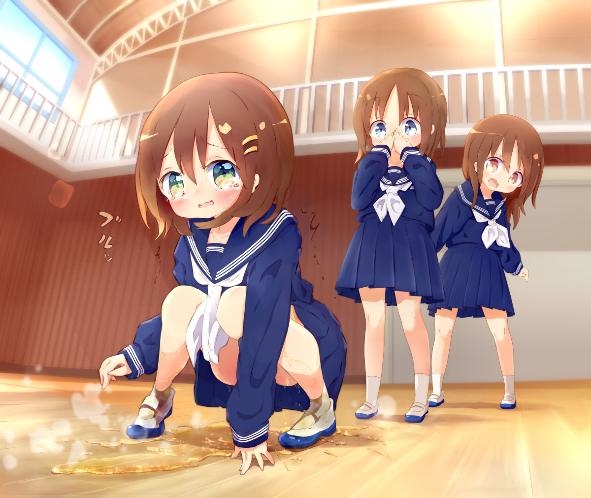 おもらしイラスト女子 全校集会中におもらし | 22M@ににたん